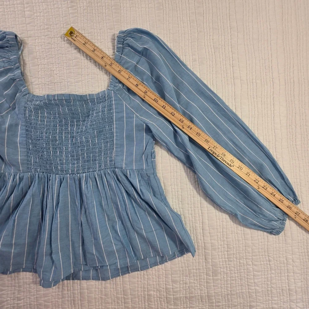 Old Navy Striped Sweetheart Peplum Top Blue White Women Medium New With Tags NWT